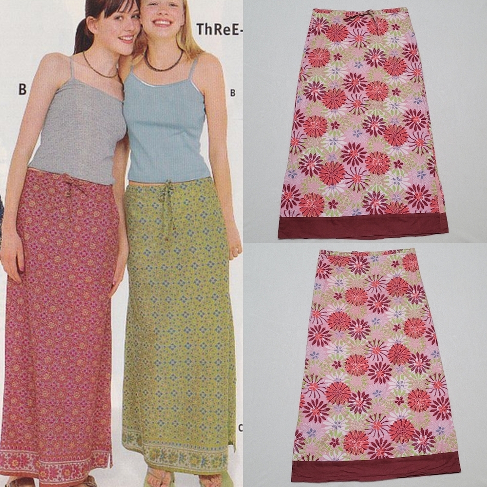 Rare Vintage 90s Delia's Retro Daisy Print Tie-Waist Low Waisted Midi Skirt M